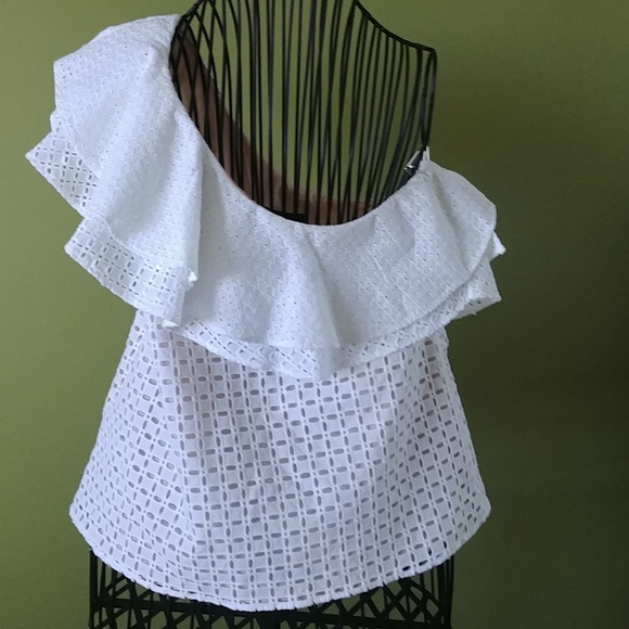 NWT,🌟HOST PICK🌟 , J.CREW, ONE SHOULDER EYELET TOP, SIZE 10 - Picture 3 of 14